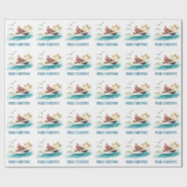 Papel De Regalo Navidad en Jet Ski con Santa Claus
