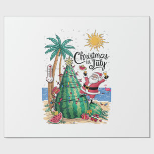 Papel De Regalo Navidad en Julio Sandía Árbol de Navidad Santa Pla