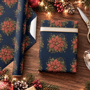 Papel De Regalo Navidad en las Estrellas   Flor de Pascua