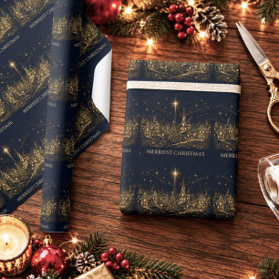 Papel De Regalo Navidad en las Estrellas Pueblo Navideño