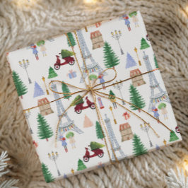 Papel De Regalo Navidad en París en la Ciudad de las Luces Fiesta