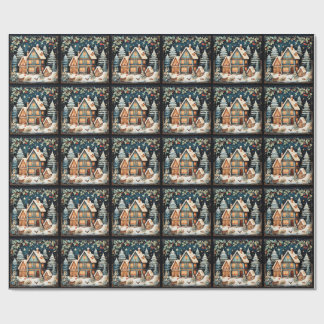 Papel De Regalo Navidad, escena navideña vintage,