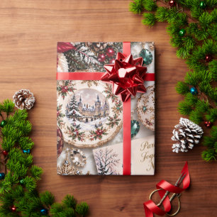 Papel De Regalo Navidad Esmeralda Borgoña Parisina