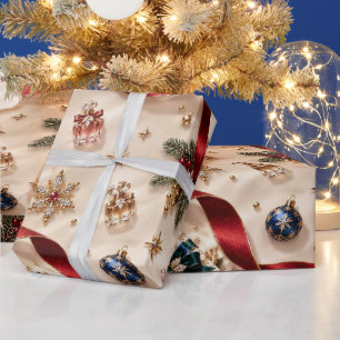 Papel De Regalo Navidad Esmeralda Burgundy de Lujo