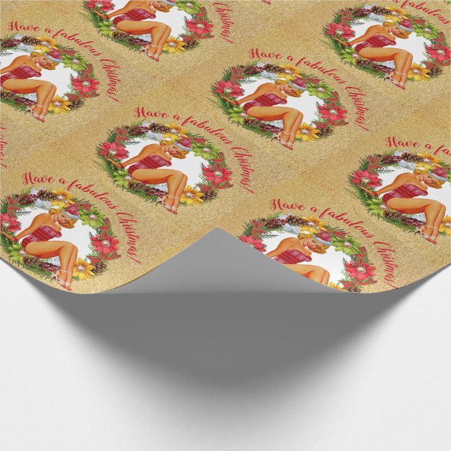Papel De Regalo Navidad fabuloso de la guirnalda modela retra (Esquina)
