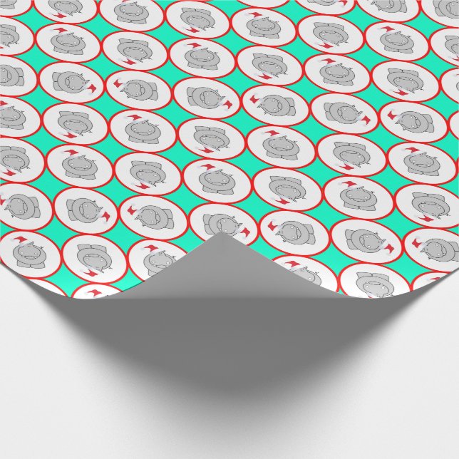 Papel De Regalo Navidad feliz del Hippopotamus (Esquina)