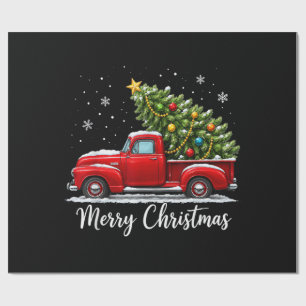 Papel De Regalo Navidad Feliz Navidad Camión Rojo Árbol Hombres Mu