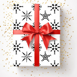 Papel De Regalo Navidad Festiva de Copos de Nieve en Blanco y Negr