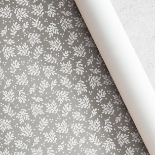 Papel De Regalo Navidad Follaje Invernal Rústico Taupe