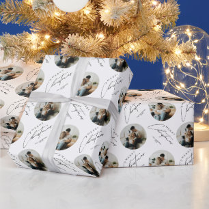 Papel De Regalo Navidad Foto Circular Elegante y Bonita Personaliz