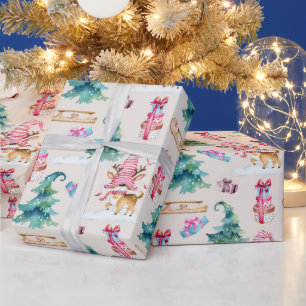 Papel De Regalo Navidad Gnome Ciervo
