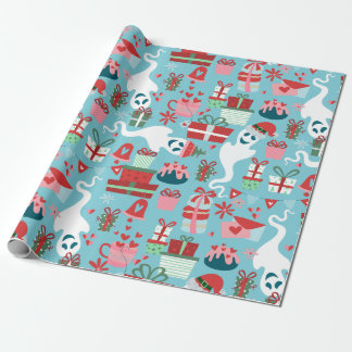 Papel De Regalo navidad gótica de terror santa fantasmas azul