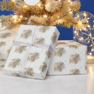 Papel De Regalo Navidad Hojas de Oro Champagne Verde Menta