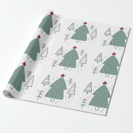 Papel De Regalo Navidad ilustrada verde negro 
