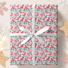 Papel De Regalo Navidad Invierno Red Bird Berries Holiday