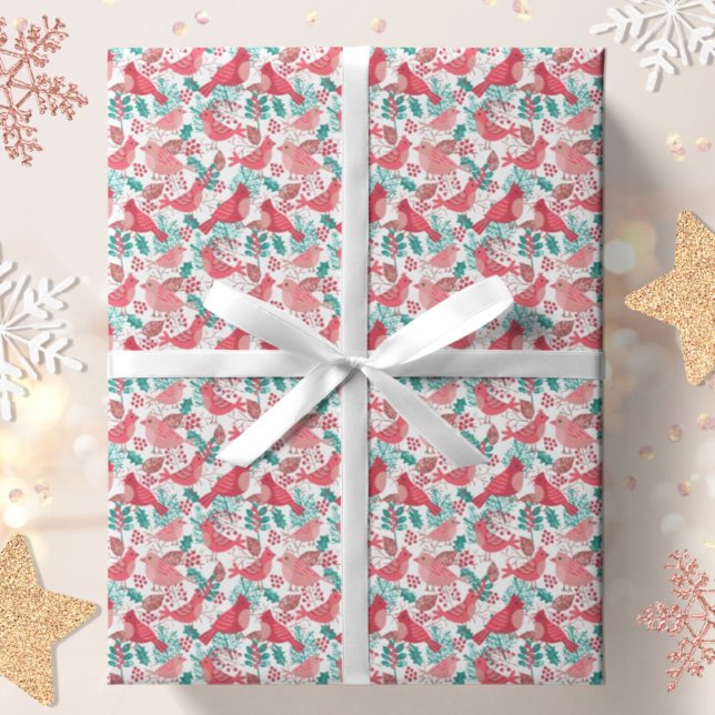 Papel De Regalo Navidad Invierno Red Bird Berries Holiday (Subido por el creador)