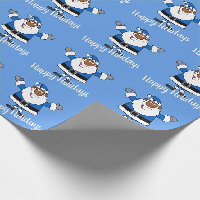 Papel De Regalo Navidad Jánuca Kwanzaa de Santa del afroamericano (Esquina)