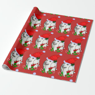 Papel De Regalo Navidad lindo del gorra de Santa del caniche