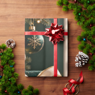Papel De Regalo Navidad Llena de Azul Marino y Oro