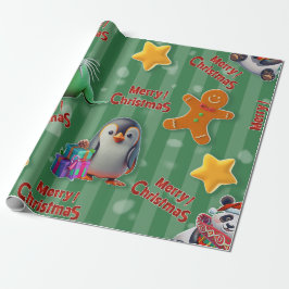 Papel De Regalo Navidad Mágica: Amigos Animales en 3D
