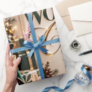 Papel De Regalo Navidad Maravillosa Esmeralda Dorada