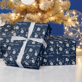 Papel De Regalo Navidad Media Noche Personalizada | Azul Marino, P