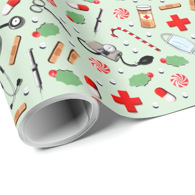 Papel De Regalo Navidad Médica (Esquina del rollo)