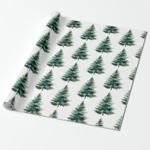 Papel De Regalo Navidad Minimalista Árbol de Pino Verde Fiesta