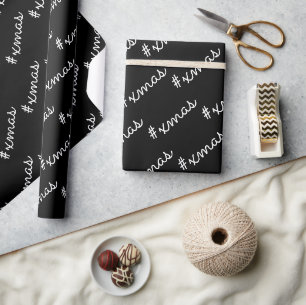 Papel De Regalo Navidad Moderna Chic Patrón Negro Y Blanco