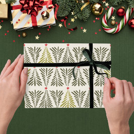 Papel De Regalo Navidad Moderna Escandinava Árbol de Pino Festejo