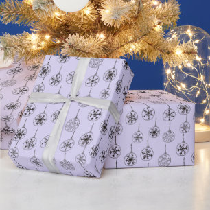 Papel De Regalo Navidad Morada Copos de Nieve Modernos en Blanco y