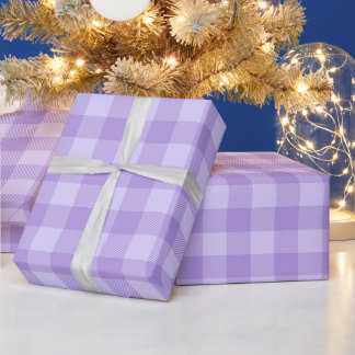 Papel De Regalo Navidad Morado y Cuadro de Búfalo Lavanda Pálido
