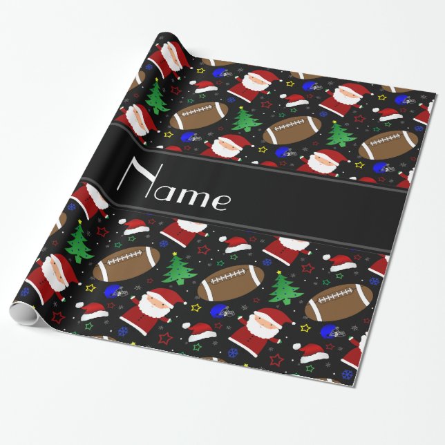 Papel De Regalo Navidad negro conocido personalizado del fútbol (Desenrollado)