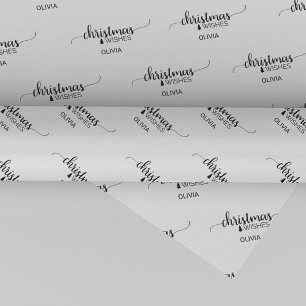 Papel De Regalo Navidad negro y blanco simple de la caligrafía