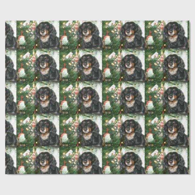 Papel De Regalo Navidad negro y del moreno del Dachshund (Superficie plana)