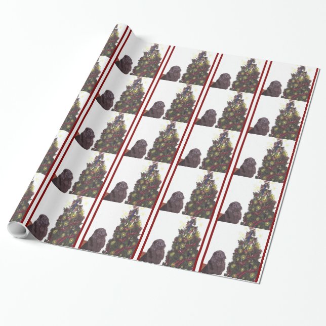 Papel De Regalo Navidad Papper del perro de Terranova (Desenrollado)