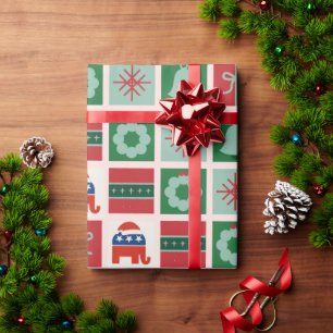 Papel De Regalo Navidad Patriótica Americana Elecciones Intermedia