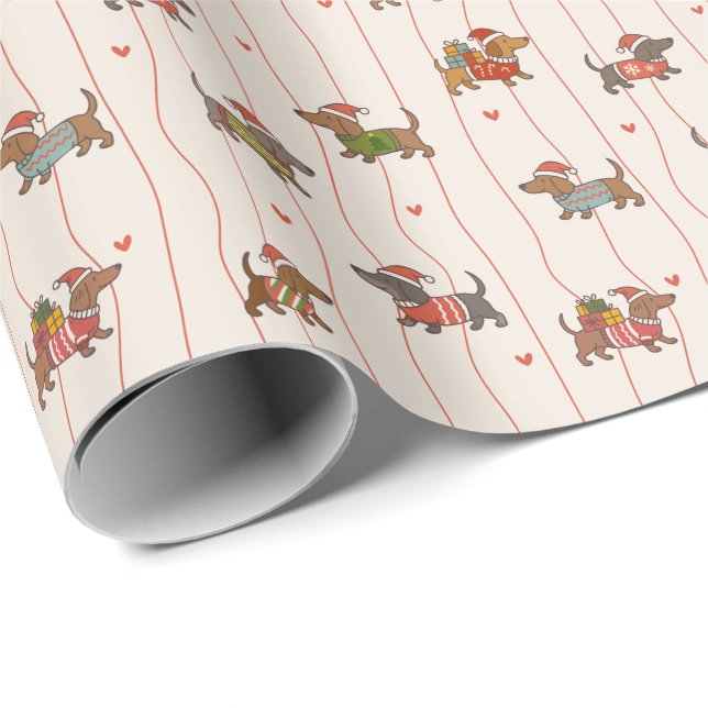 Papel De Regalo Navidad Perro Vacaciones (Esquina del rollo)