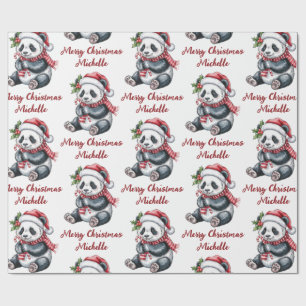 Papel De Regalo Navidad personalizada alegre oso panda lindo