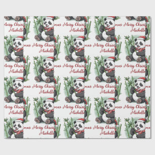 Papel De Regalo Navidad personalizada alegre oso panda lindo