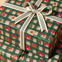 Navidad personalizada de cuadros verdes vintage