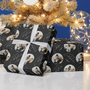 Papel De Regalo Navidad Personalizada Foto Circular Elegante y Bon
