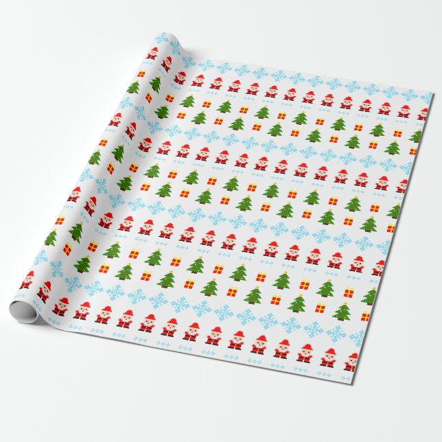 Papel De Regalo Navidad Pixel Art (Desenrollado)