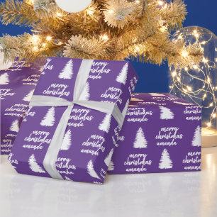 Papel De Regalo Navidad Purple Merry personalizada