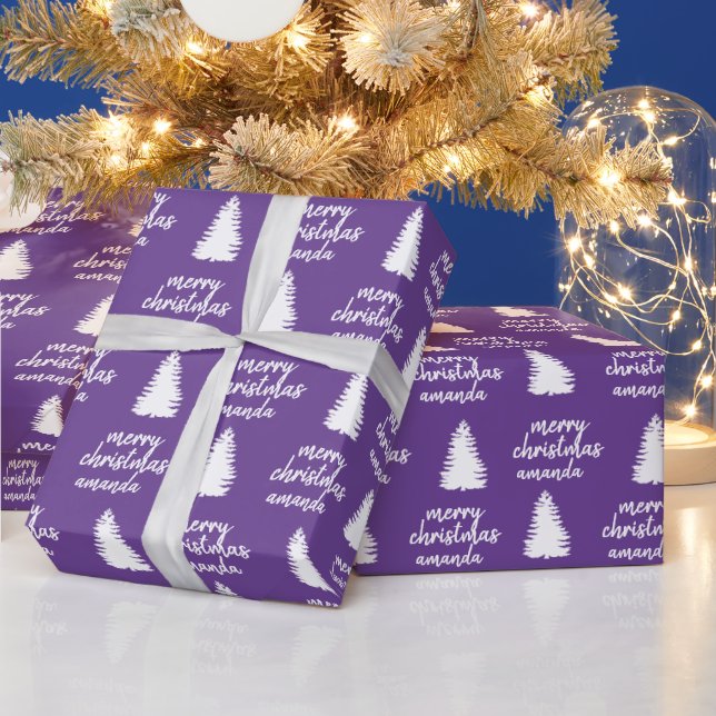 Papel De Regalo Navidad Purple Merry personalizada (Vacaciones)