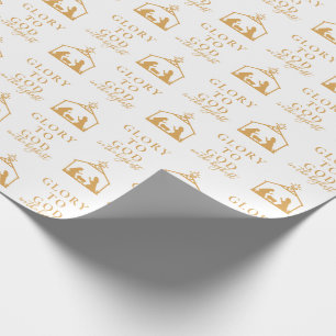 Papel De Regalo Navidad Religiosa Minimalista en Oro Moderno
