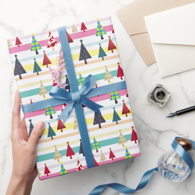 Papel De Regalo Navidad Retro Colorida (Regalar)