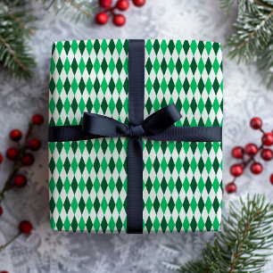 Papel De Regalo Navidad Retro Diamante Preppy Esmeralda Verde