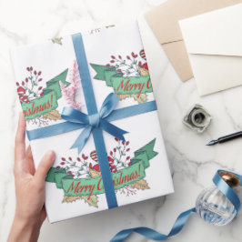 Papel De Regalo Navidad Retro Merry / Vacaciones 2022