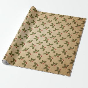 Papel De Regalo Navidad Retro Verde y Kraft